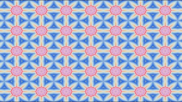 abstract background of geometric patterns. kaleidoscope effect. Abstract footage in wave art style. Seamless looping animation. 