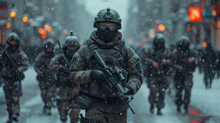 Naklejka premium Elite National Security Forces in Action: Covert Operation to Apprehend Dangerous Criminals