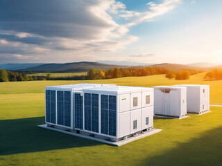 Obraz premium AI-Optimized Energy Storage:High-tech energy storage systems utilizing artificial intelligence for optimal energy utilization and distribution.