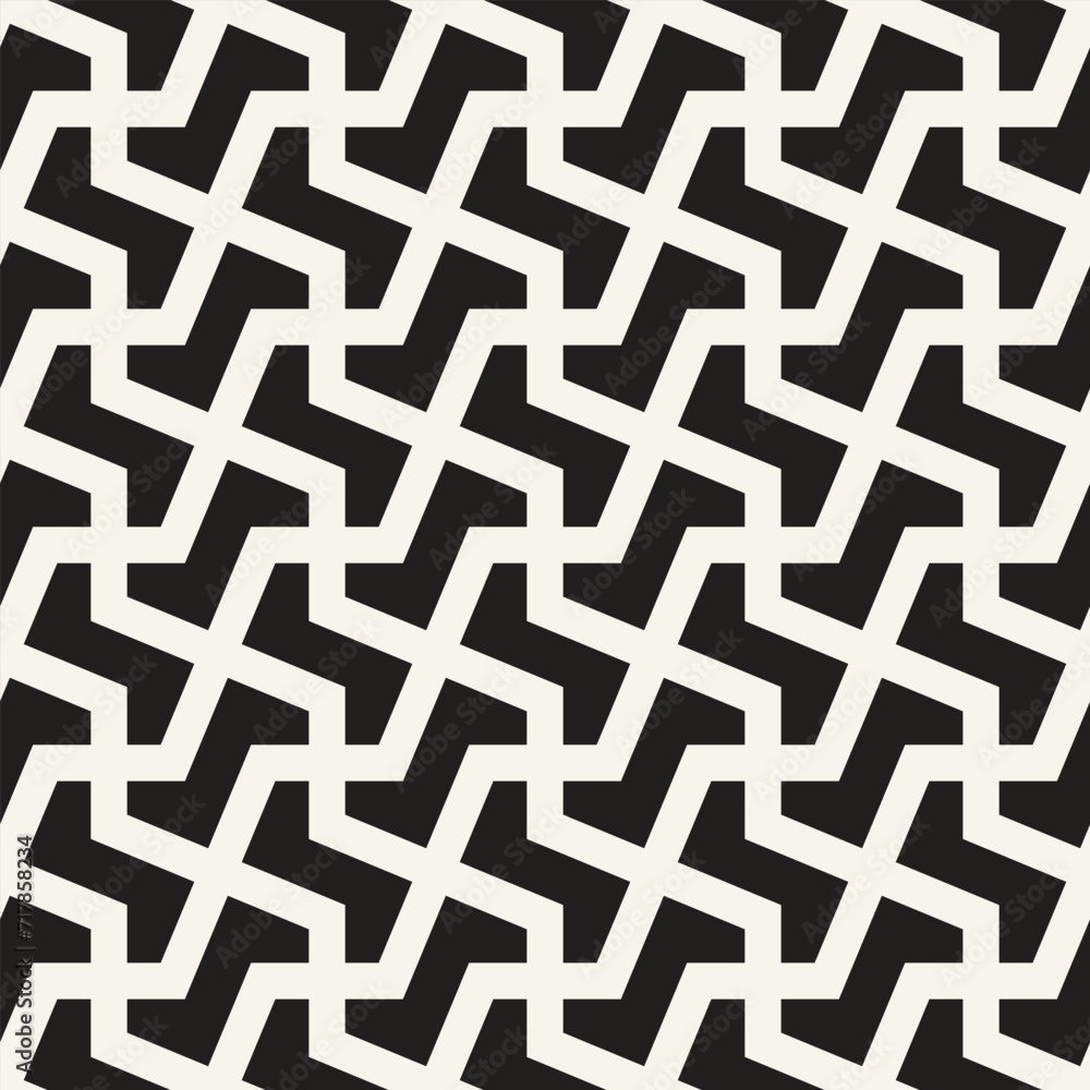 Wall mural vector seamless pattern. repeating geometric elements. stylish monochrome background design.