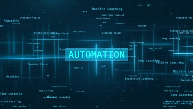 Automation Text Reveal over Dynamic Moving Lines on Futuristic Background