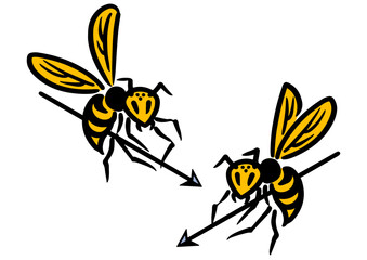 こちらを見るスズメバチ。アイソメトリック図。