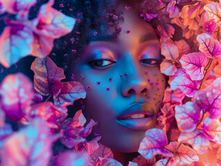 Artistic Portrait of Woman Surrounded by Flowers
