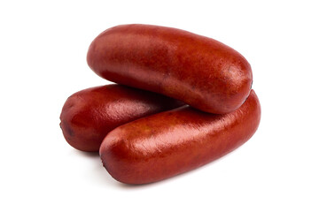 German Smoked sausage, isolated on a white background.