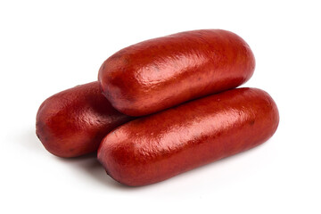 German Smoked sausage, isolated on a white background.