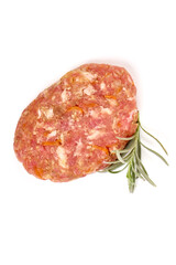 Minced meat meatballs, isolated on white background.