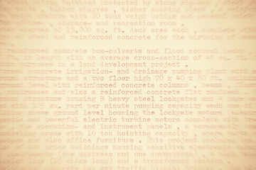 Text written on an old typewriter. It's partly blurred out and in sepia colors - obrazy, fototapety, plakaty