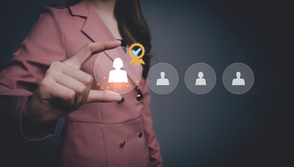 HRM or Human Resource Management concept. HR professional to selective career recruitment. Screening employee information and job applicants. Schedule job interview.
