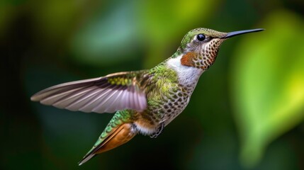 Fototapeta premium Macro photography capturing a flying hummingbird 