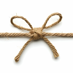 Bown twine isolated on a white background. The rope is tied in a knot. High quality