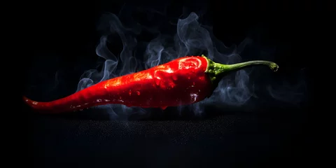 Foto op Plexiglas photo illustration of hot and smoky chili peppers © Putra