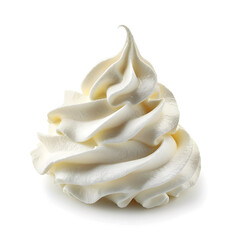 Whipped white cream isolated on white background