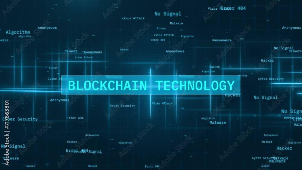 Aufkleber blockchain technology text reveal over dynamic moving lines on futuristic background