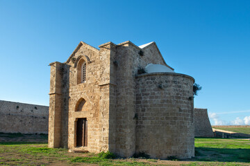 North Cyprus, Carmelite Church
Another of Famagusta's remarkable ruined churches from the Gothic period is the Church of St Mary of Carmel or the Carmelite Church.It was built in the 14 century.
 - obrazy, fototapety, plakaty