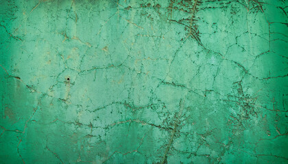 Obraz premium Background old wall emerald, green with cracks.