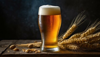 glass of beer on black background