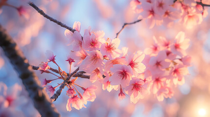 Obraz premium Of Sakura blossoms in Maruyama Park, Kyoto, Japan. Generative AI illustration 