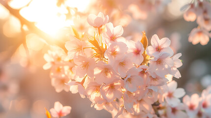 Fototapeta premium Of Sakura blossoms in Maruyama Park, Kyoto, Japan. Generative AI illustration 