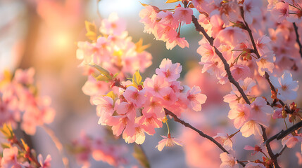 Of Sakura blossoms in Maruyama Park, Kyoto, Japan. Generative AI illustration 