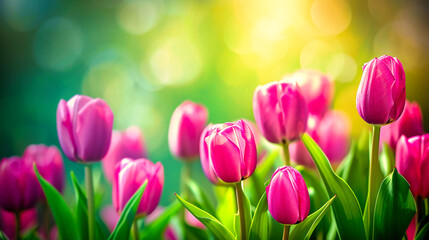 Red Tulips Blooming in Spring, Floral Field and Green Nature, Bright and Sunny Garden, Colorful and Fresh Blossoms, Seasonal Beauty and Flora