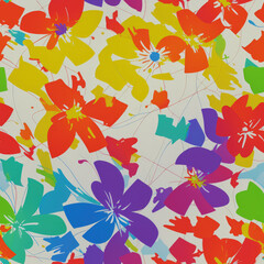 Flowers. Abstract seamless pattern. AI generated.	