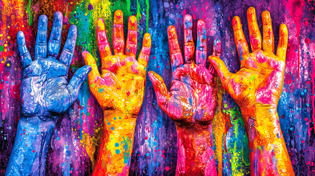 Colorful Hand Painting: Celebrating Creativity and Cultural Festivals with Vibrant Colors
