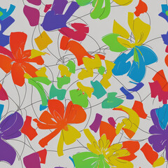 Flowers. Abstract seamless pattern. AI generated.	