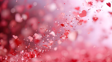 Valentine's day card.Heart falling, copy space, generative ai