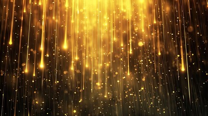Golden Shimmering Bokeh Lights Abstract Festive Background.