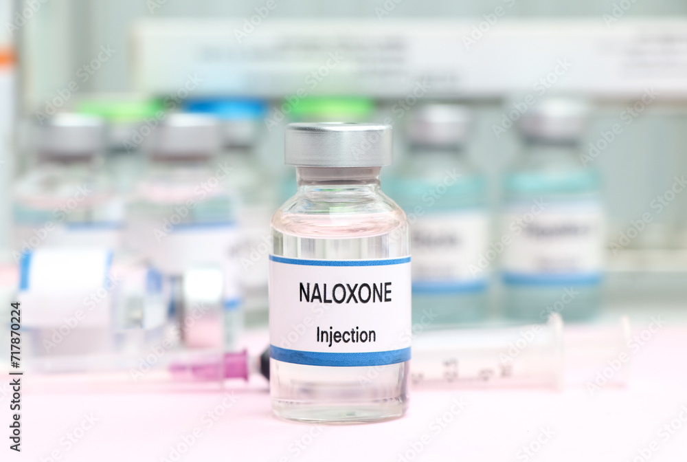 Wall mural naloxone in a vial, chemicals used in medicine