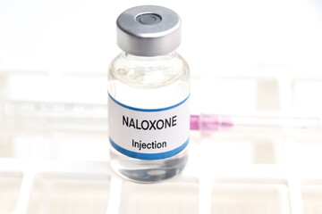 NALOXONE in a vial, Chemicals used in medicine