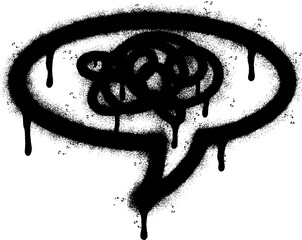 Spray Painted Graffiti Stressed thoughts bubble Sprayed isolated with a white background. graffiti Speech bubble symbol with over spray in black over white. Vector illustration. © Doa Bunda