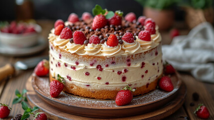 freshly baked cake well decorated product photo