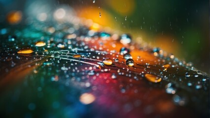 Water droplets on glass with a blurred background.  generative, AI. - obrazy, fototapety, plakaty