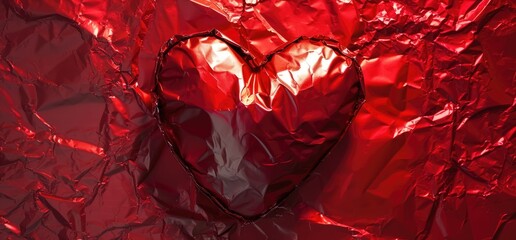 Valentine's Day A cluster of glossy heart-shaped balloons in rich crimson tones clustered in the corner of a monochromatic red background, capturing the essence of romance and the spirit of Valentine'