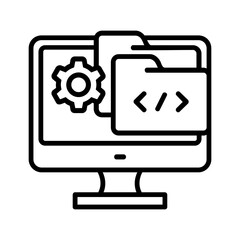 Computer line icon Illustration vector grapic