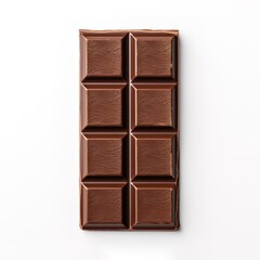 Sweet square chocolate bar isolated on white background.