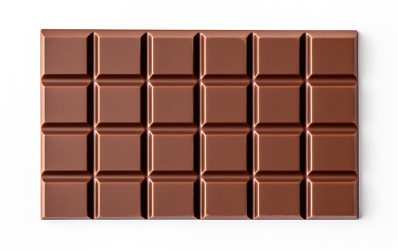 Sweet square chocolate bar isolated on white background.