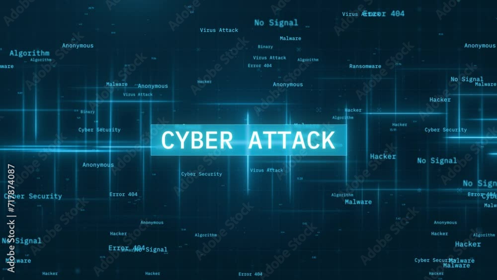Aufkleber cyber attack text reveal over dynamic moving lines on futuristic background