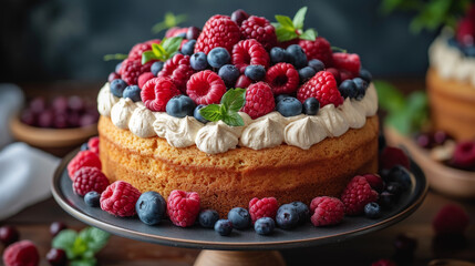 freshly baked cake well decorated product photo