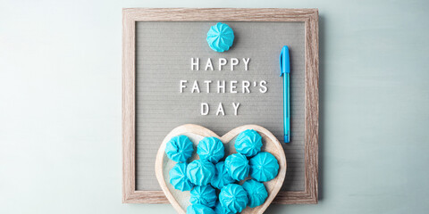 Happy fathers day greeting card with text on letter board - 717874414