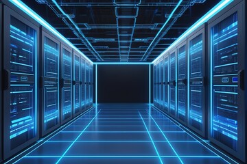 3d lowpolygon server room rendering illustration on mobile  transportation online  futuristic element for premium product.AI generated