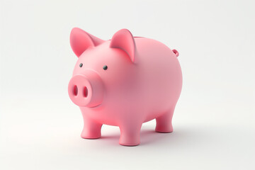 豚の貯金箱、3D CG、白背景
