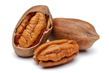 Pecan nut isolated on white background - 717875689
