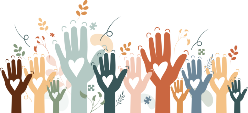 Raised hands. Volunteering, teamwork concert. - Powered by Adobe