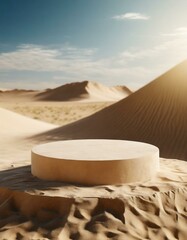 Dunes display with sandstone podium for product