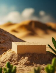 Dunes display with sandstone podium for product