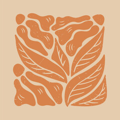 Monochrome floral square print with grunge effect