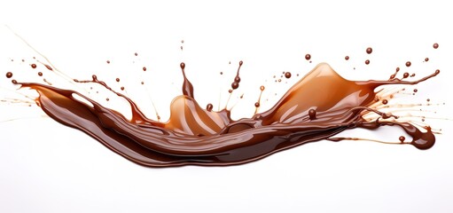 Wavy chocolate splash effect on white Background. generative AI