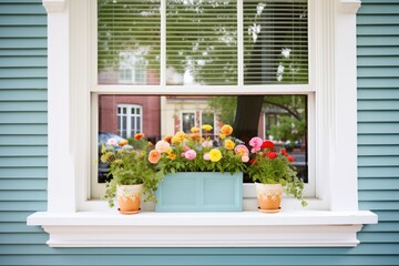 Fototapeta na wymiar bay window with flower box on victorian house